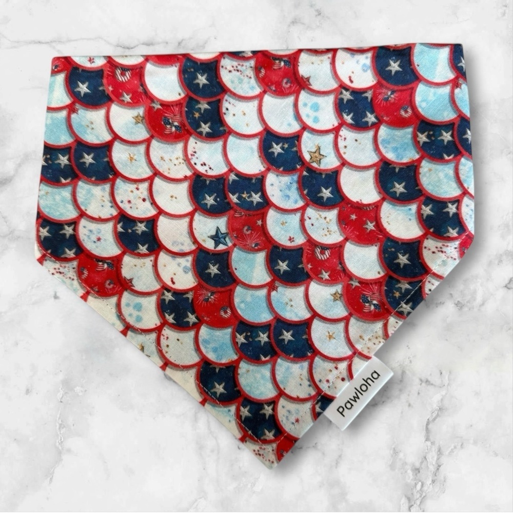 DOG Bandana - Patriotic Mermaid - 4th of July - Size L Large